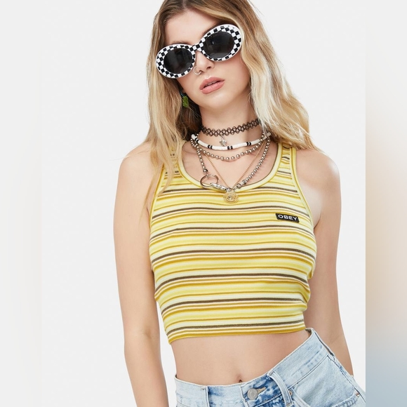 Obey Tops - Obey Fireside Striped Tank